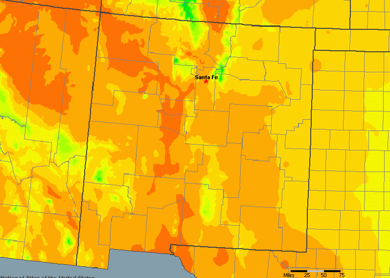 The State of New Mexico Yearly Average Precipitation